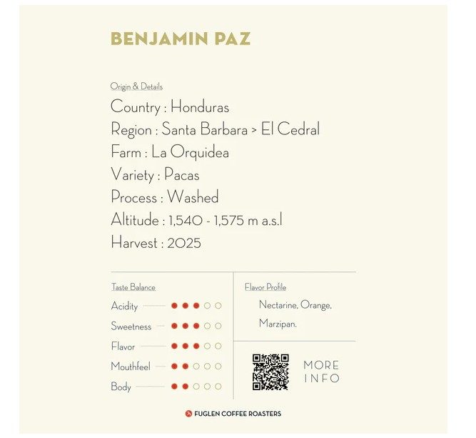 ハンドドリップ Benjamin Paz(ホット)